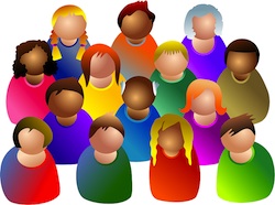 Diverse community of colorful people.